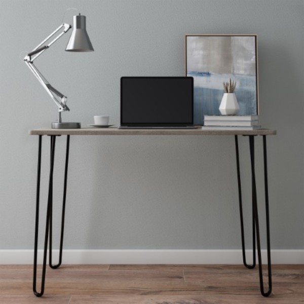 Hastings Home Desk with Hairpin Legs, Modern Industrial Style Decor, Woodgrain-Look, Steel Accent Furniture for Home 548237ACJ